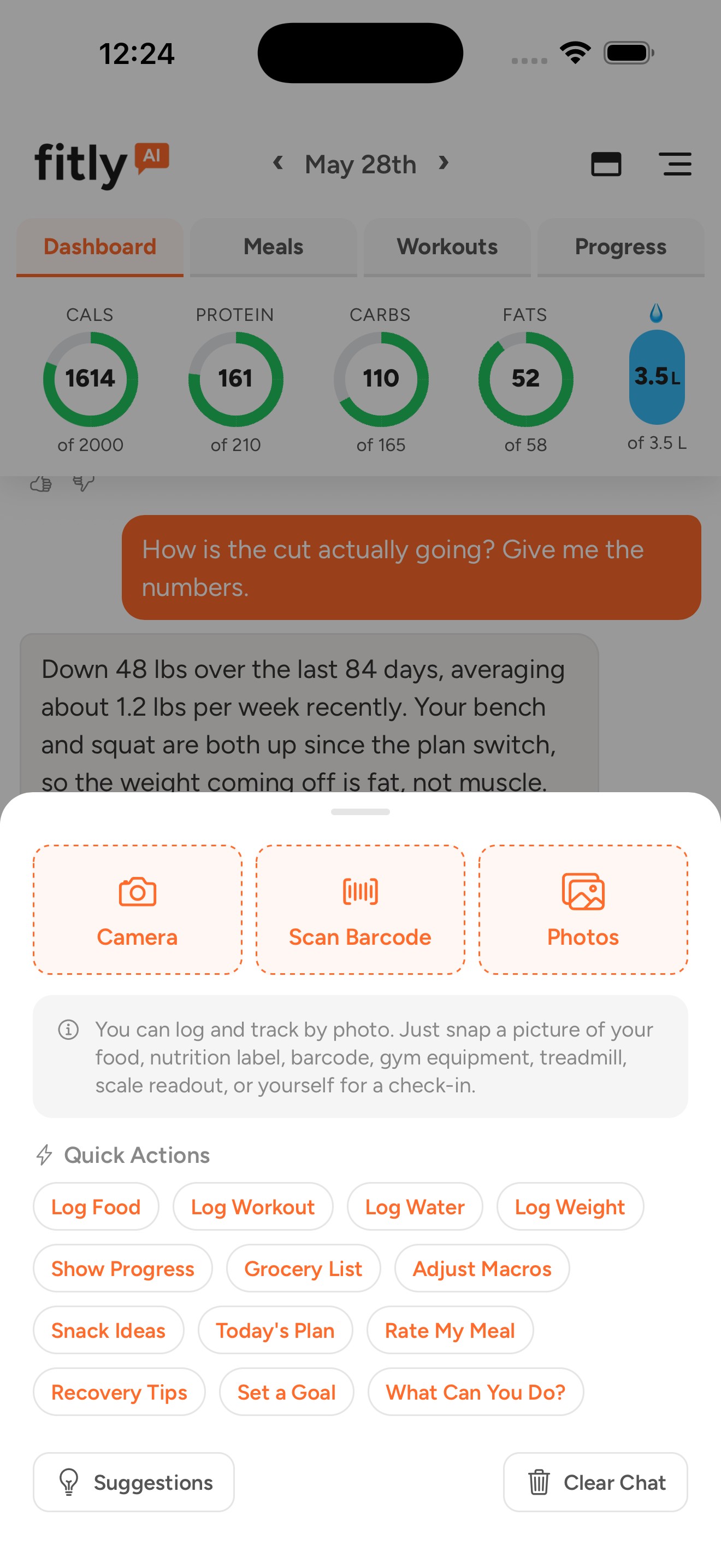 Screenshot: Photo and chat logging menu